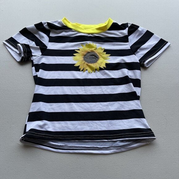Runz Kidz Striped Short Sleeve Rash Guard Swim Shirt Girls Size 6 - Picture 1 of 5